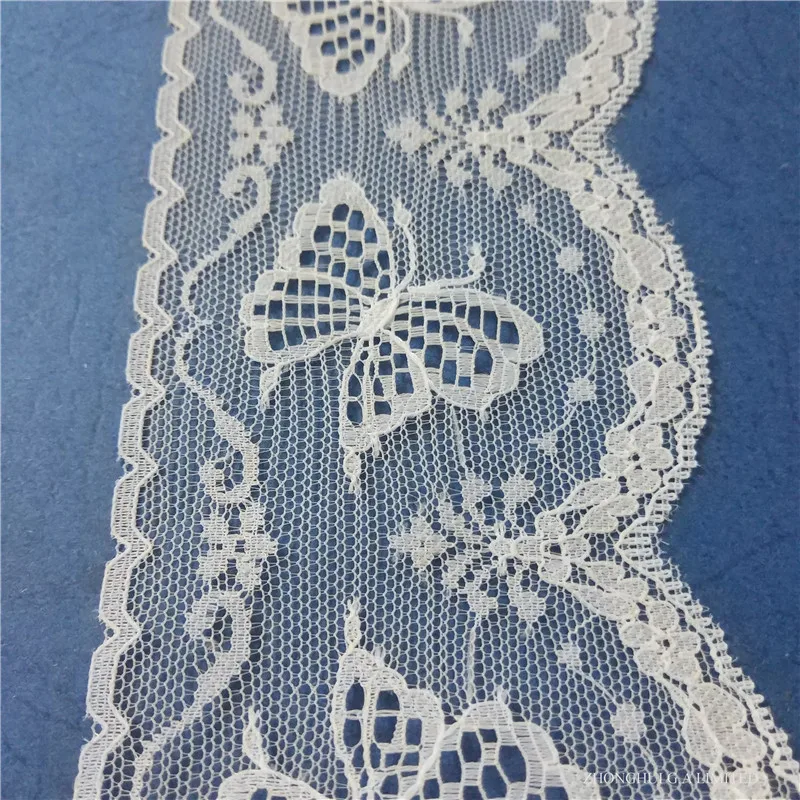 

2yards DIY Butterfly Design Embroidered Net LaceTrim Fabric White New Non-Stretch Lace Ribbon For Sewing Wedding Decoration