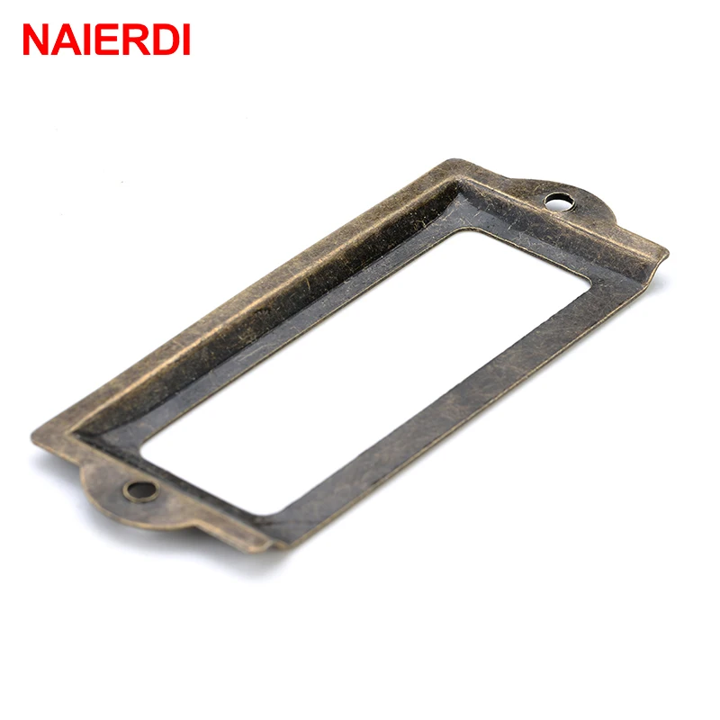 3 шт. NAIERDI 82*30 мм ручка антикварная металлическая метка Потяните рамка имя файла
