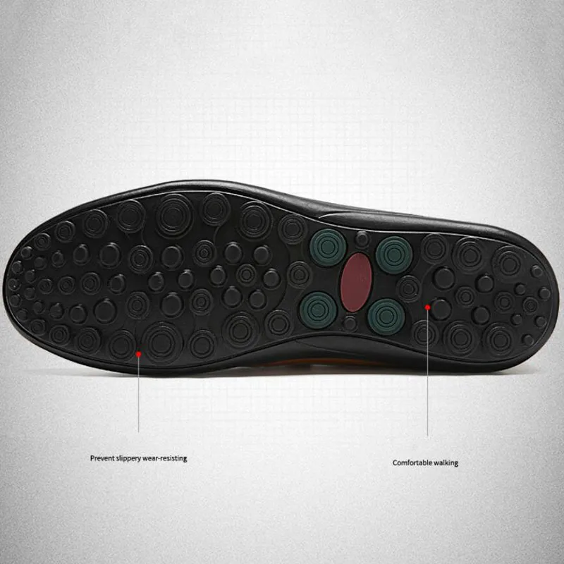 Size 37 To 47 Men's Genuine Leather Drive Shoes Height Increase Shock Absorption Wear-Resistant Non-Slip Sneakers | Обувь
