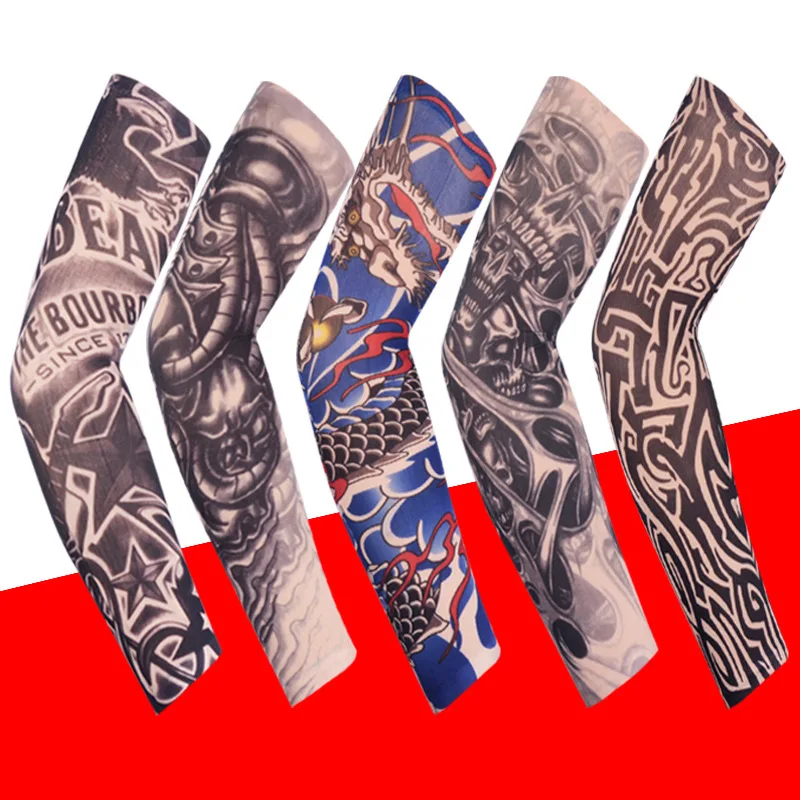 Череп Armwarmer велосипед руки теплее Велоспорт Спортивная татуировки УФ Блок Cool Cover