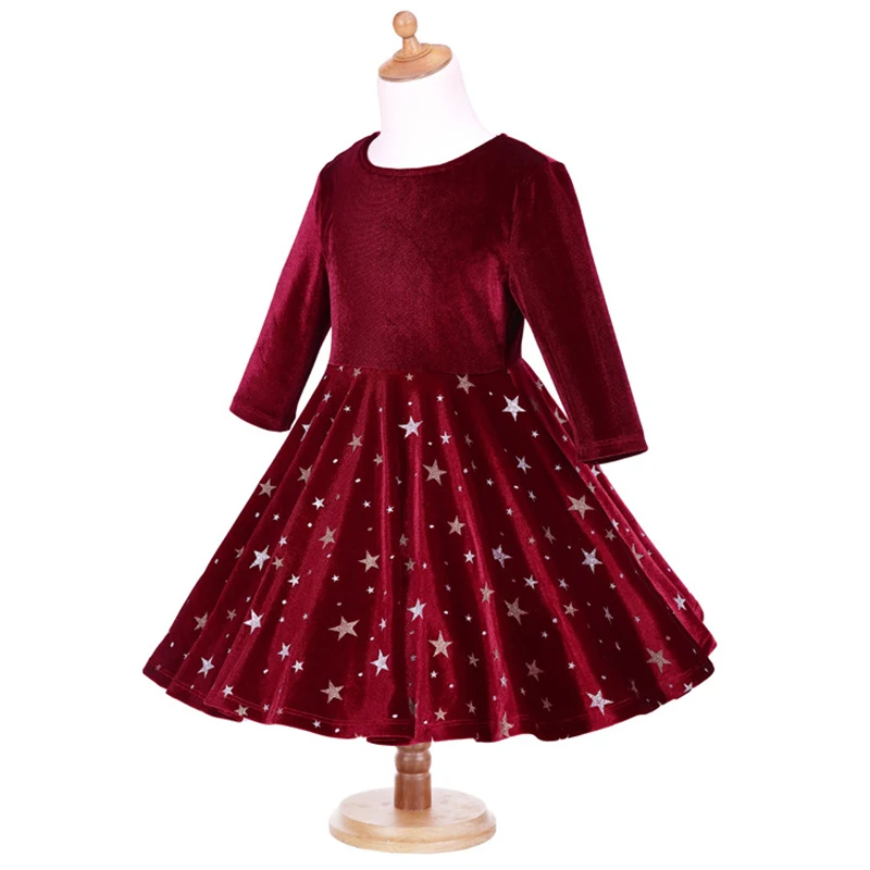 2018 New Year Girls Dresses Velvet Star Kids For Girl Princess Christmas Infant Party Costume Winter Children Clothing | Детская одежда