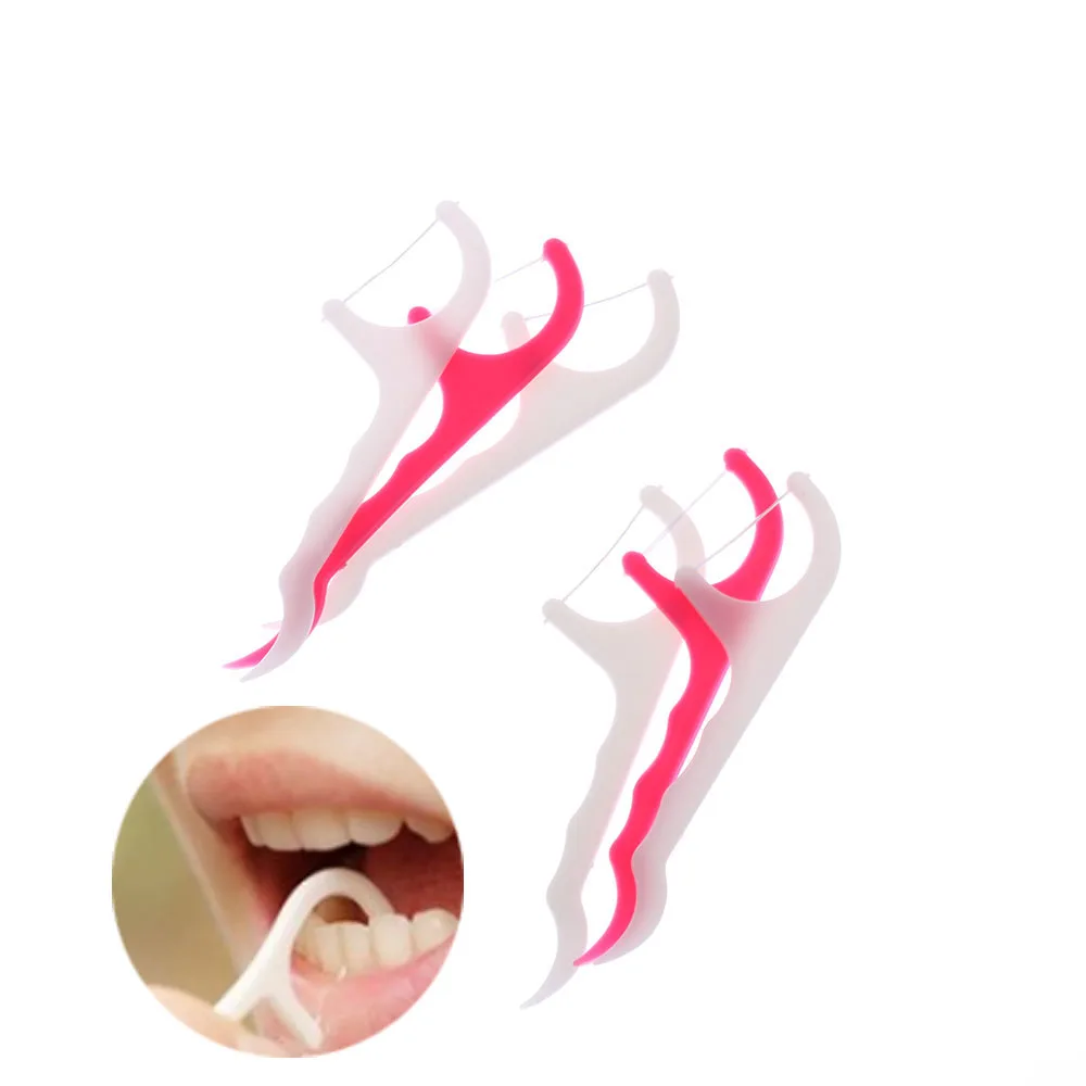 Случайный цвет! 25 шт./компл. межзубных Flosser палочка для чистки зубов Пластик зубочистки нейлон провода зубочистки зубная нить