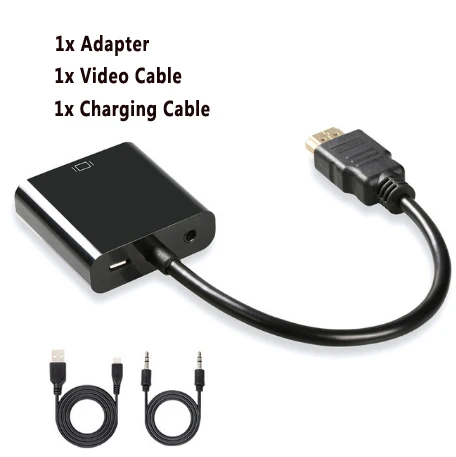 Urgrico hdmi-vga адаптер мужской для Famale HDMI VGA конвертер адаптер 1080P цифро-аналоговый видео аудио для ПК ноутбука планшета - Цвет: Black