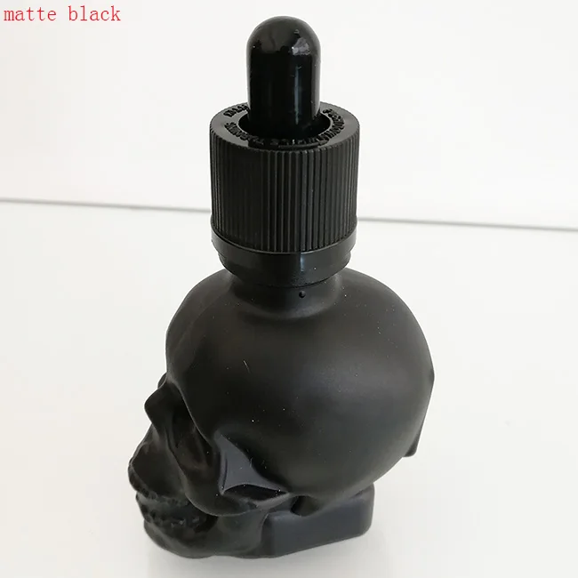 Matte black Стеклянная бутылка-капельница 30 мл в форме черепа для Хэллоуина, жидкость для электронных сигарет, бутылка для эфирного масла с пипеткой, пустая стеклянная бутылка для заправки - Цвет: Matte black