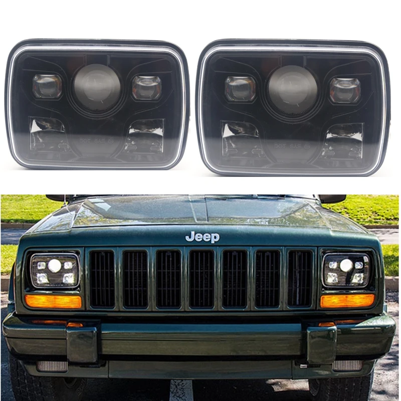 

5X7 7X6 inch Rectangular Sealed Beam LED Headlight With DRL for Jeep Wrangler YJ Cherokee XJ H6014 H6052 H6054 LED (1pcs).