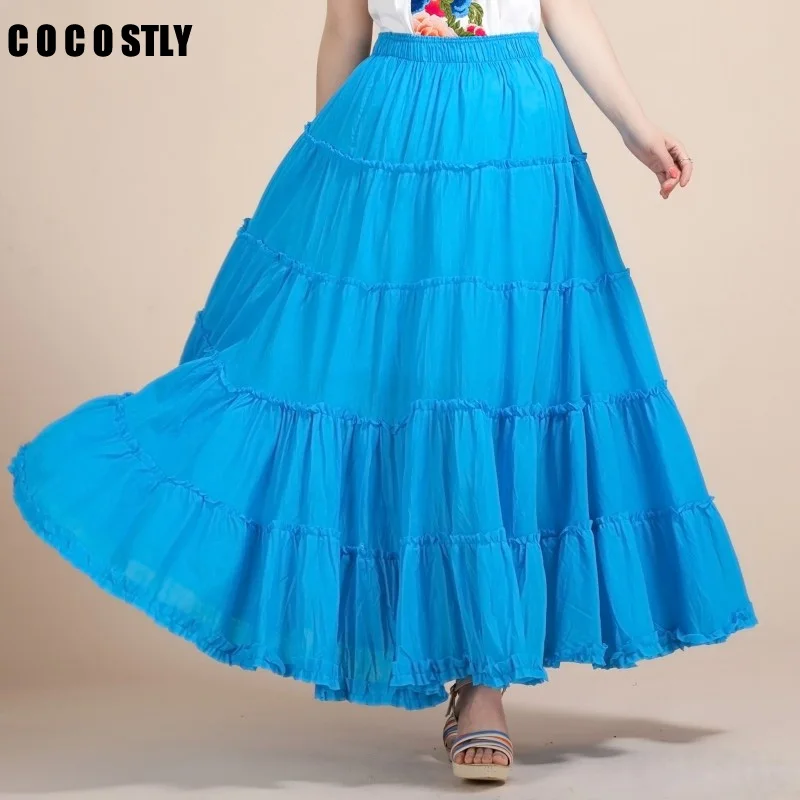 2019 сандалии Богемия женские длинные пляжные юбки размера плюс летнее платье со