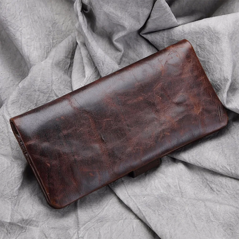 Кошелек мужской из натуральной кожи вощеный бумажник с кармашком для мелочи