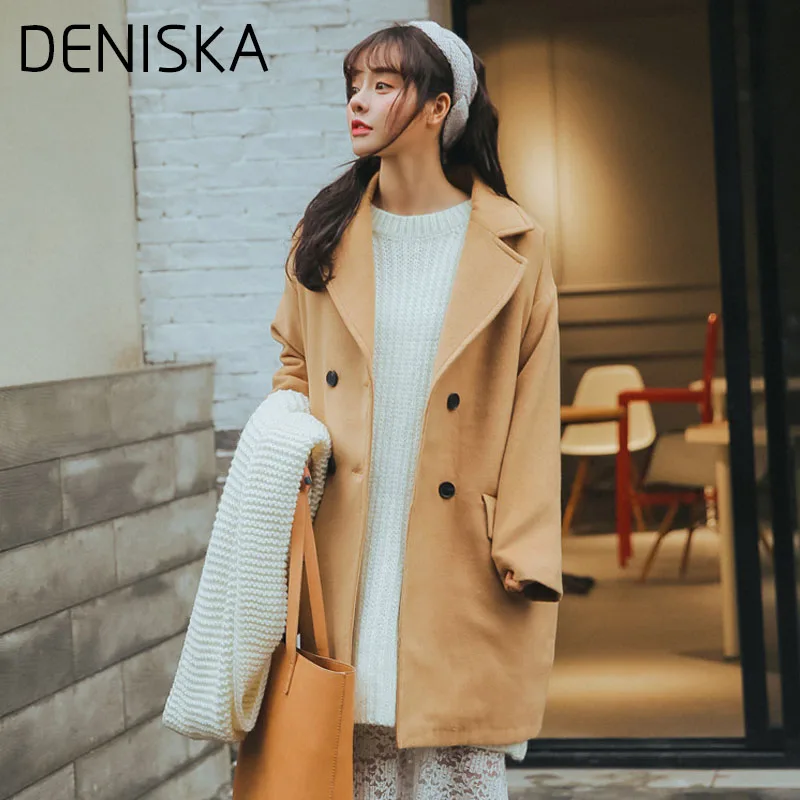 Дениска 2018 Новинка весны большой лацкане пиджака толстые шерстяные ветровка Для