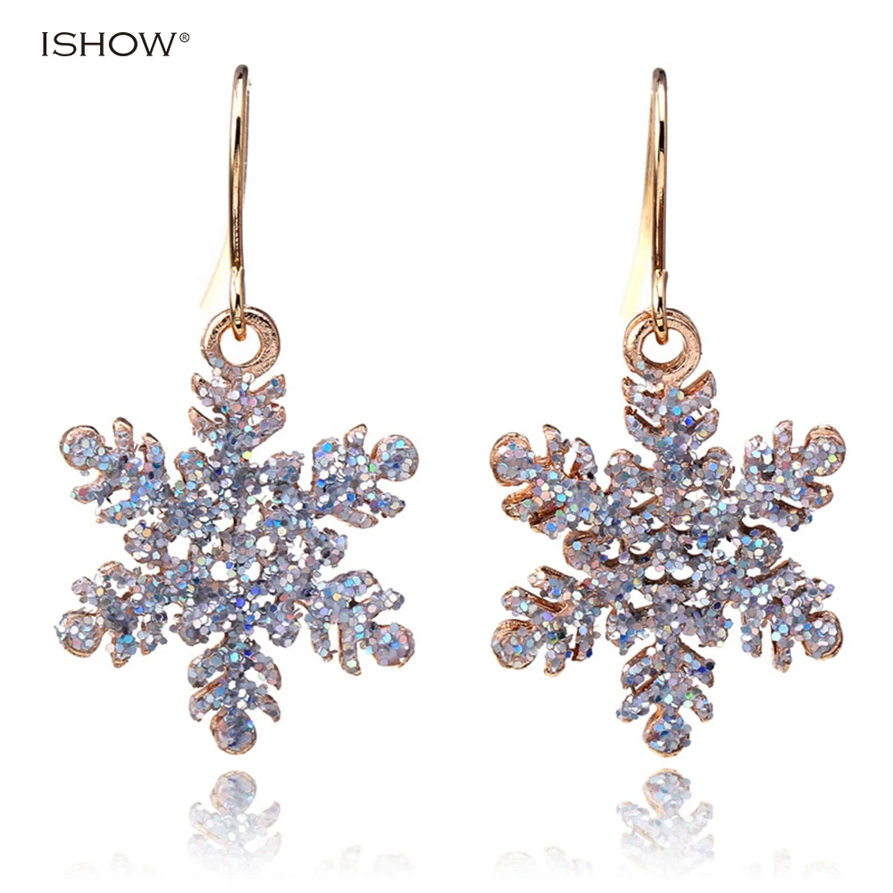 Элегантный Изысканный выдолбленные Снежинка серьги для рождественских oorbellen