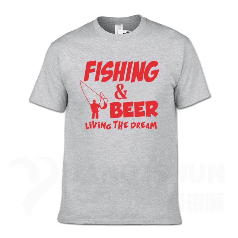 Gray 2 Футболка с надписью «Fishings» и надписью «Fishinger Beer Fish Live The Dream», футболка с надписью «Sporter Flying Fresh Fun Gift», футболки - Цвет: Gray 2