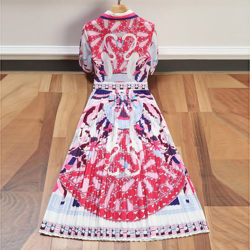 Весна Для женщин Элегантный Цветочный принт до середины икры платье короткий