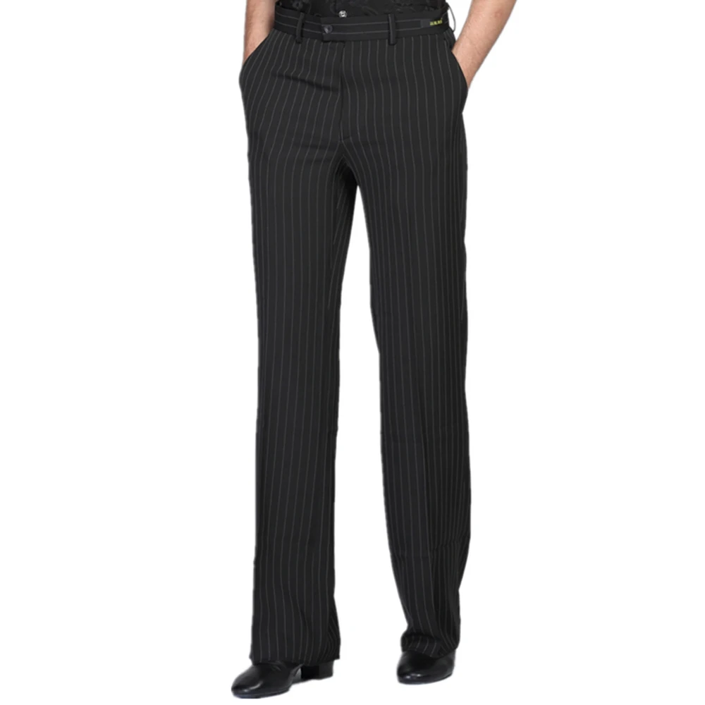 Новинка 2019 Мужские штаны для латинских танцев льняные брюки в полоску взрослых 2