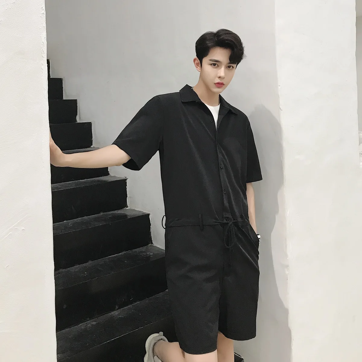 Мужская Уличная мода хип хоп повседневный комбинезон с коротким рукавом штаны на