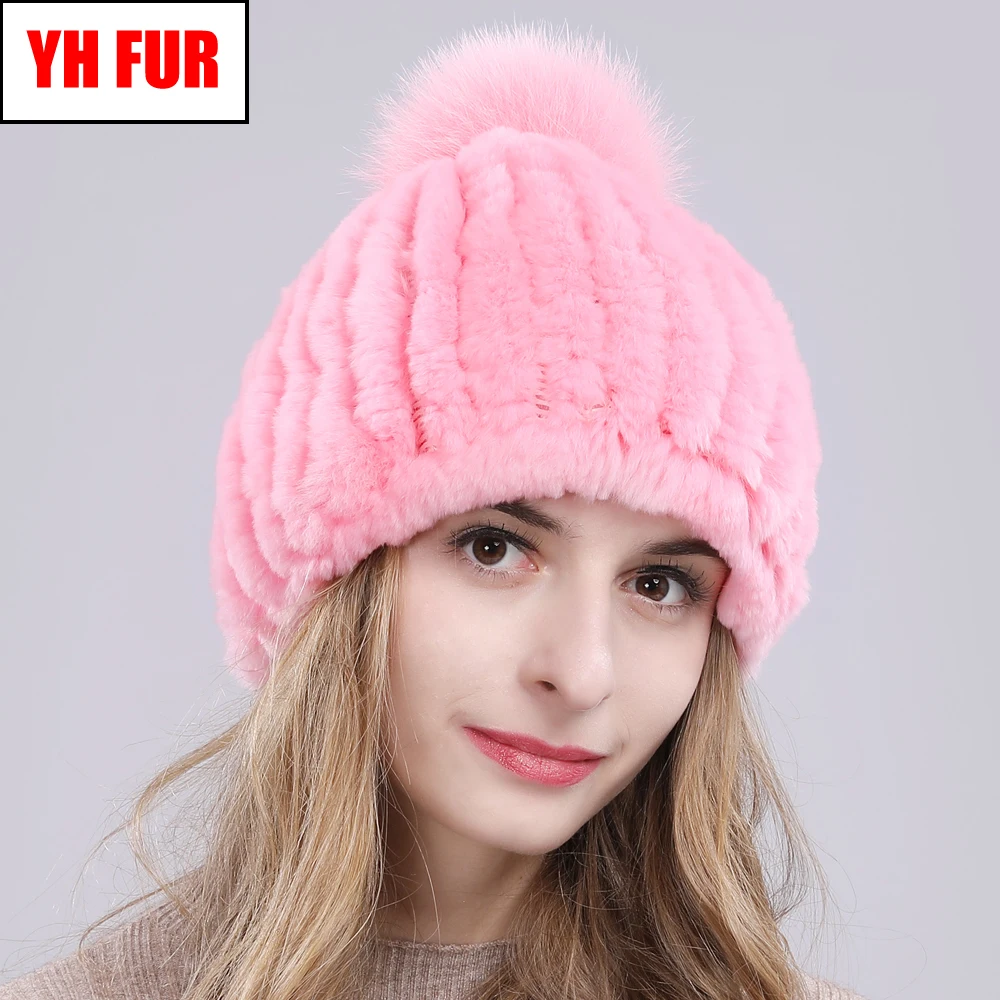 2020 Зимний Русский натуральный шапка из меха кролика Рекс женские на резинке