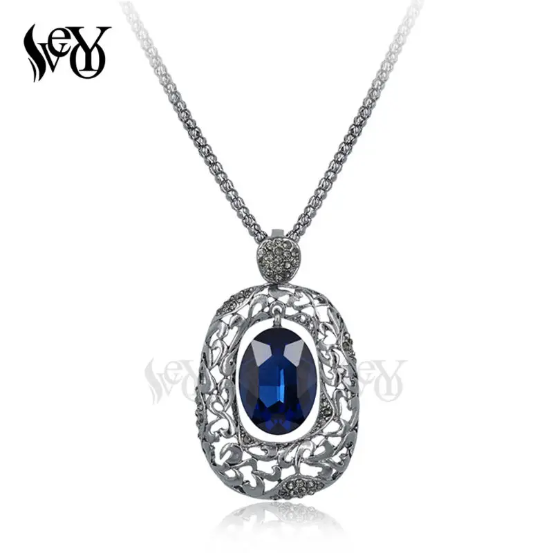 Женское Ожерелье с кулоном VEYO полым кристаллом квадратное на длинной цепочке |