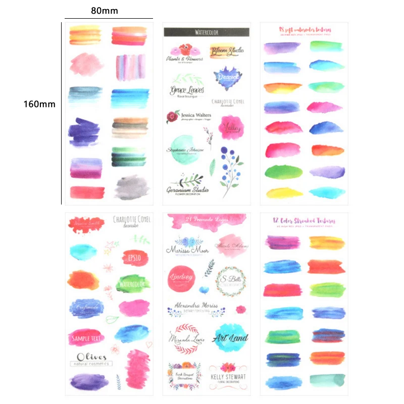 Бумажная наклейка серии акварельных букв 6 шт./лот художественные открытки