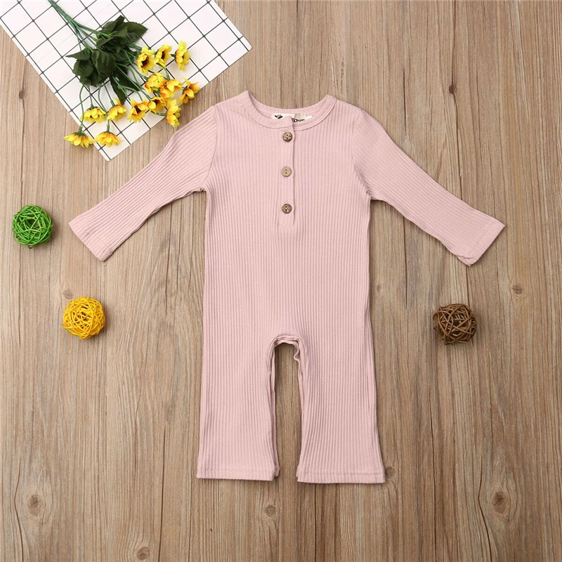 Комбинезон в рубчик для новорожденных девочек и мальчиков однотонный комбинезон