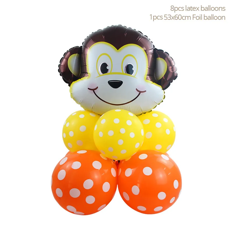 balloons set B Джунгли день рождения одноразовые столовые приборы Джунгли животных одноразовые тарелки салфетки для стаканчиков сафари Декор детский душ принадлежности - Цвет: balloons set B