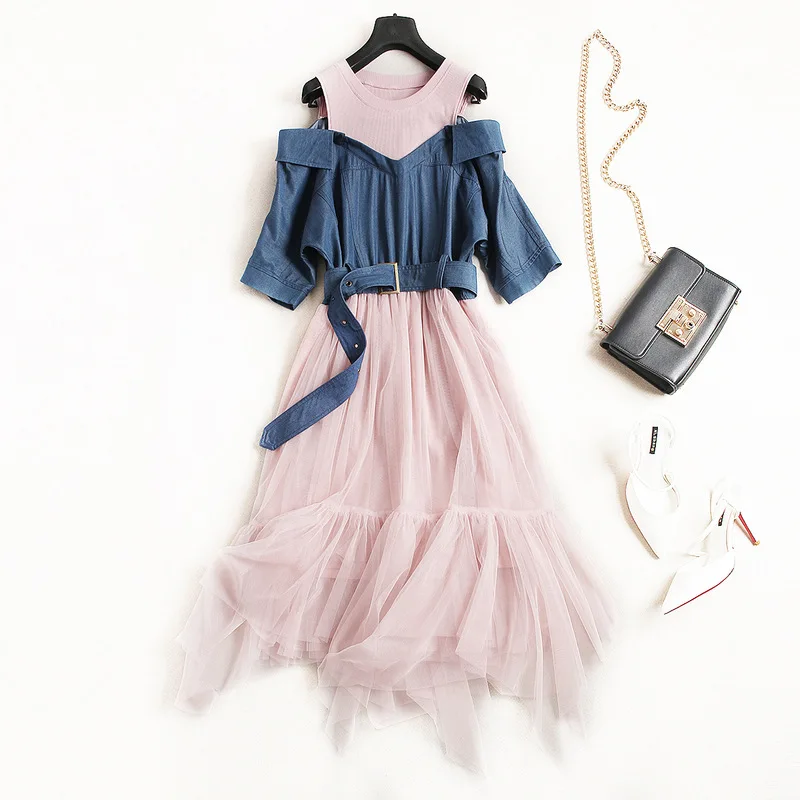 Для девочек весна лето высокого класса женщин джинсы тюль Высокая приталенное