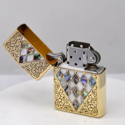 Зорро латунные зажигалки для бензина креативные алмазные цветные ракушки прикуриватель, подарок