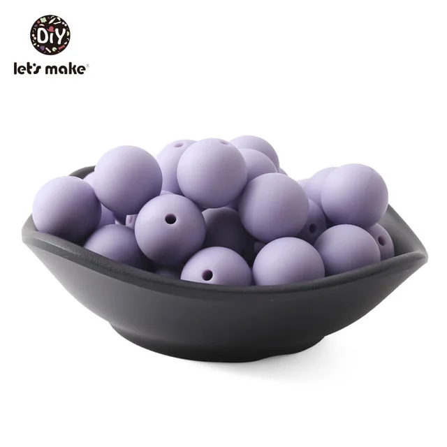 Lilac Beads Let's Make 10 шт. 15 мм Детские Силиконовые Прорезыватели, бусины-прорезыватели, сенсорная игрушка для прорезывания зубов, интерактивные игрушки, DIY ювелирные изделия, кулон для кормления - Цвет: Lilac Beads
