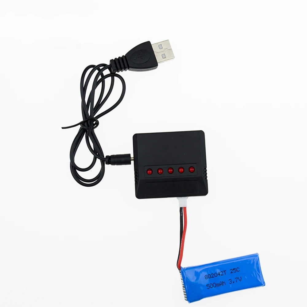 4 шт. 3 7 В 500 мА · ч RC Дрон Lipo батареи и зарядное устройство в 1 для FPV H31 H37 Hubsan X4 H107 l C D