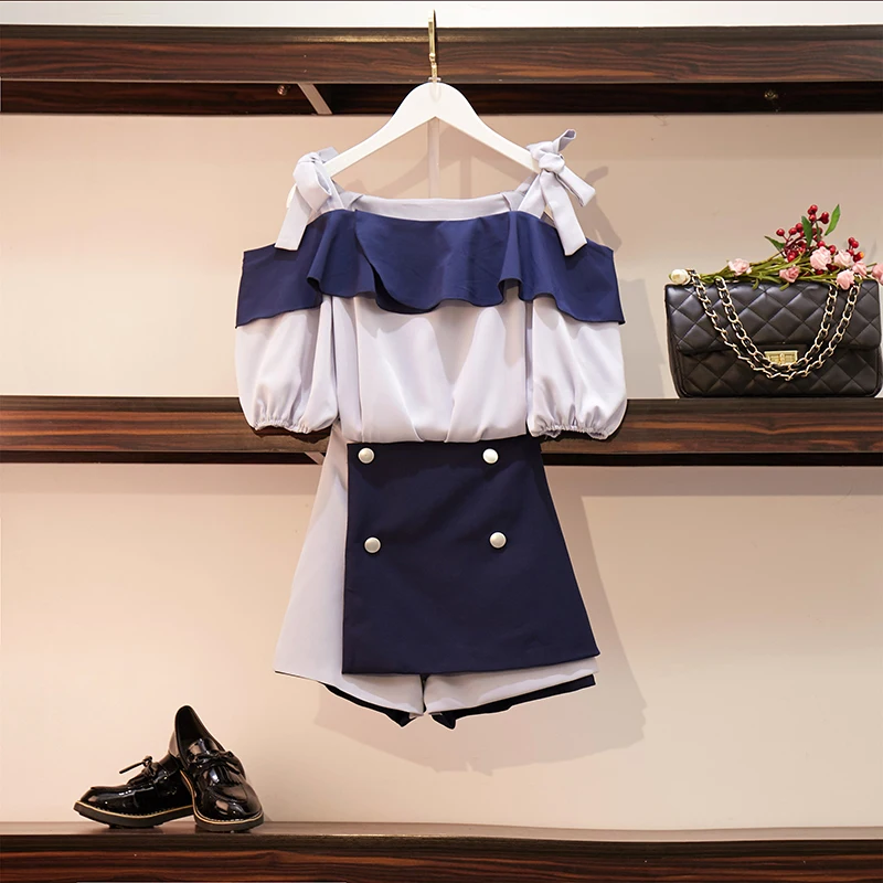 Женские костюмы из 2 предметов корейский стиль Топ и повседневная юбка шорты