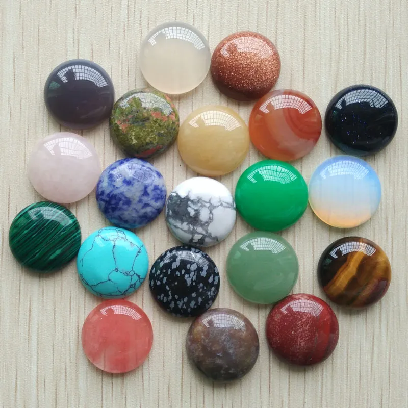 Natural tiger eye Labradorite quartz red stone round cabochon beads for jewelry making 20mm free shipping Wholesale 20pcs/lot