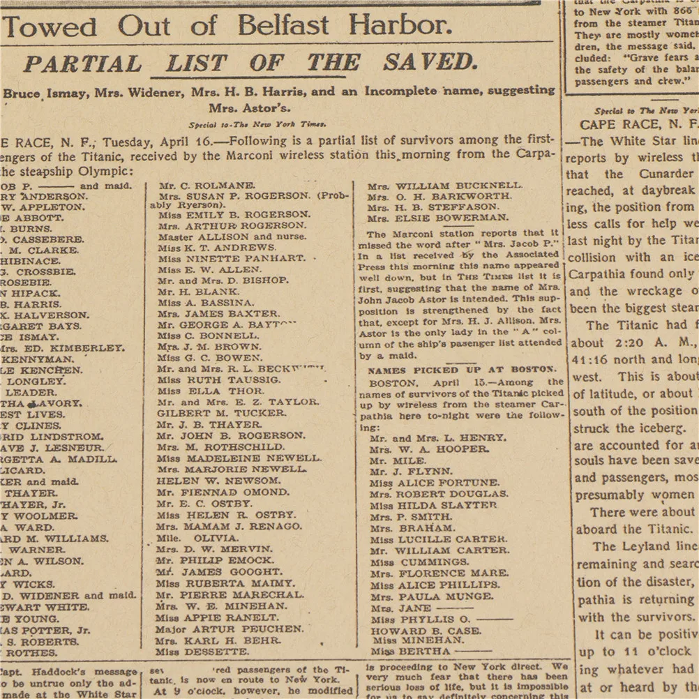 Классический Нью-Йорк Таймс история постер Титаник кораблекрушения старые