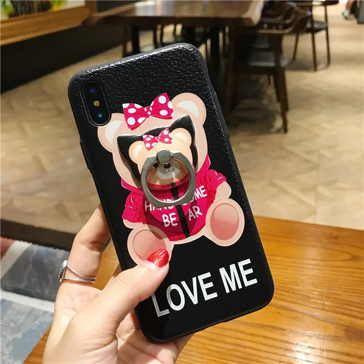 ТПУ Силиконовая + PC Для женщин телефон Сумки Чехол для IPhone X 6 S 6splus 7 8 плюс милые 3D