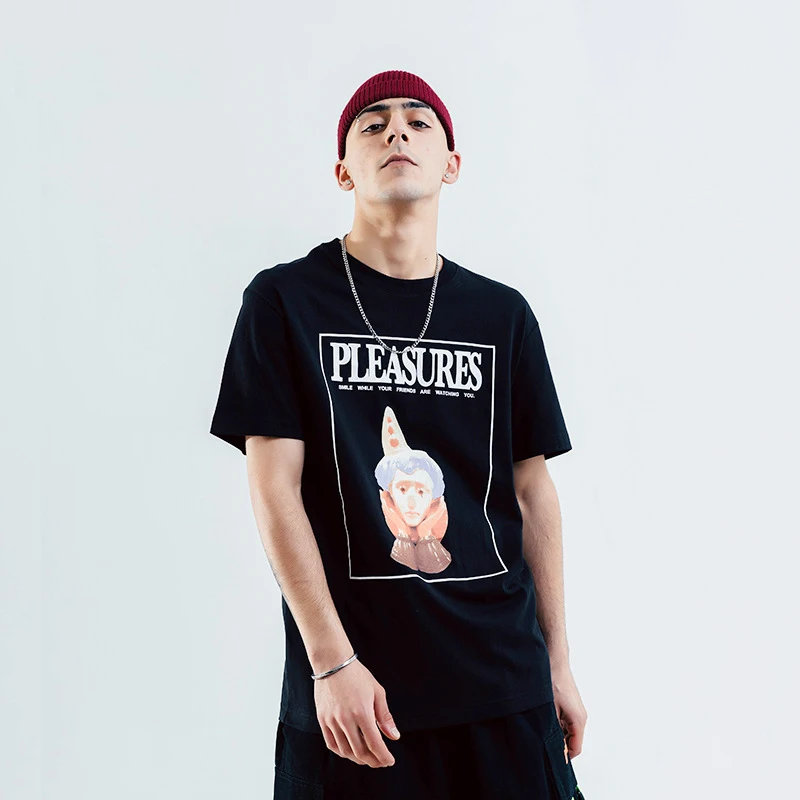 Мужские футболки летние новые высокие уличные Джокер печать хип хоп