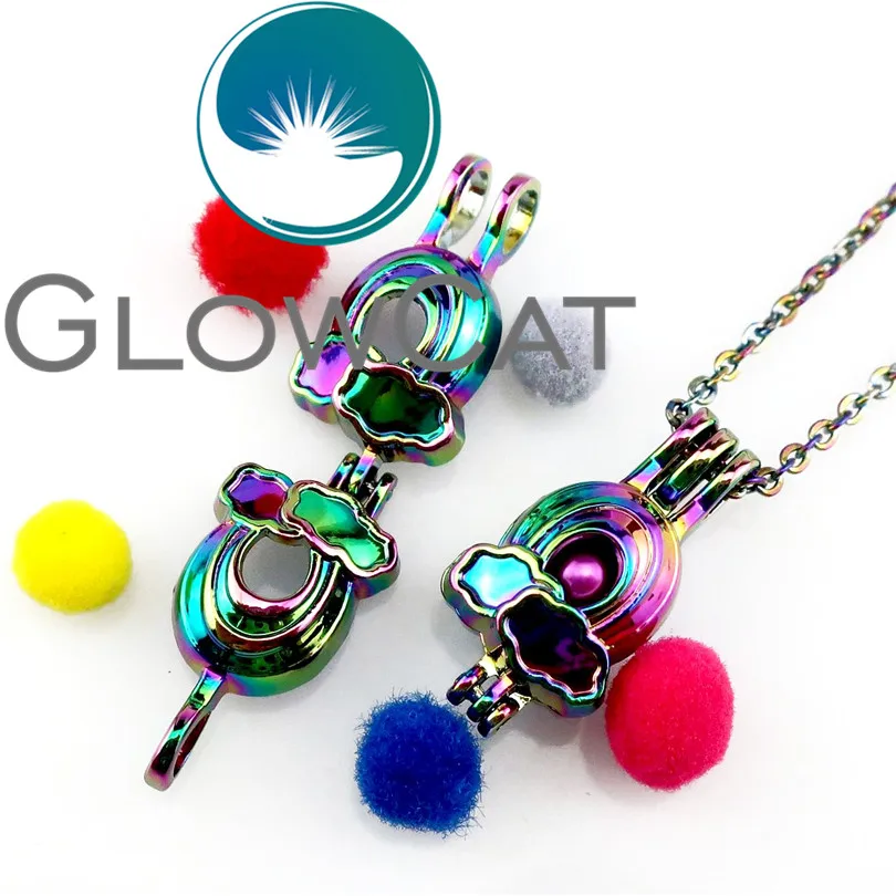 GLOWCAT CC654 разноцветные радужные бусины клетка медальон кулон диффузор для эфирных