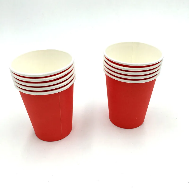 10 шт./лот красный сплошной цвет печати на бумажных стаканчиках Детские вечерние