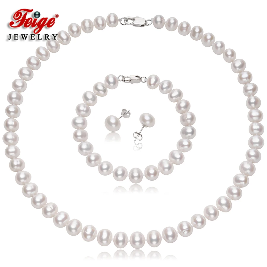 Фейге 8 9 мм белый натуральный пресноводный Ювелирные изделия из жемчуга набор