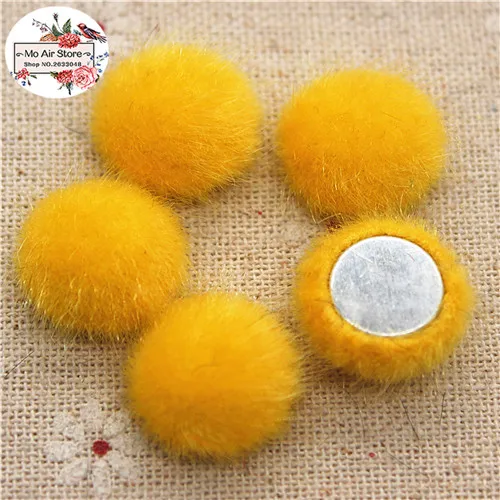 lemon 50pcs 50 шт. Разноцветные головистой формы волосатые покрытая тканью, круглая высокое кнопки с кабошоном для дома и сада ремесла Кабошон Скрапбукинг "сделай сам": 16 мм - Цвет: lemon 50pcs