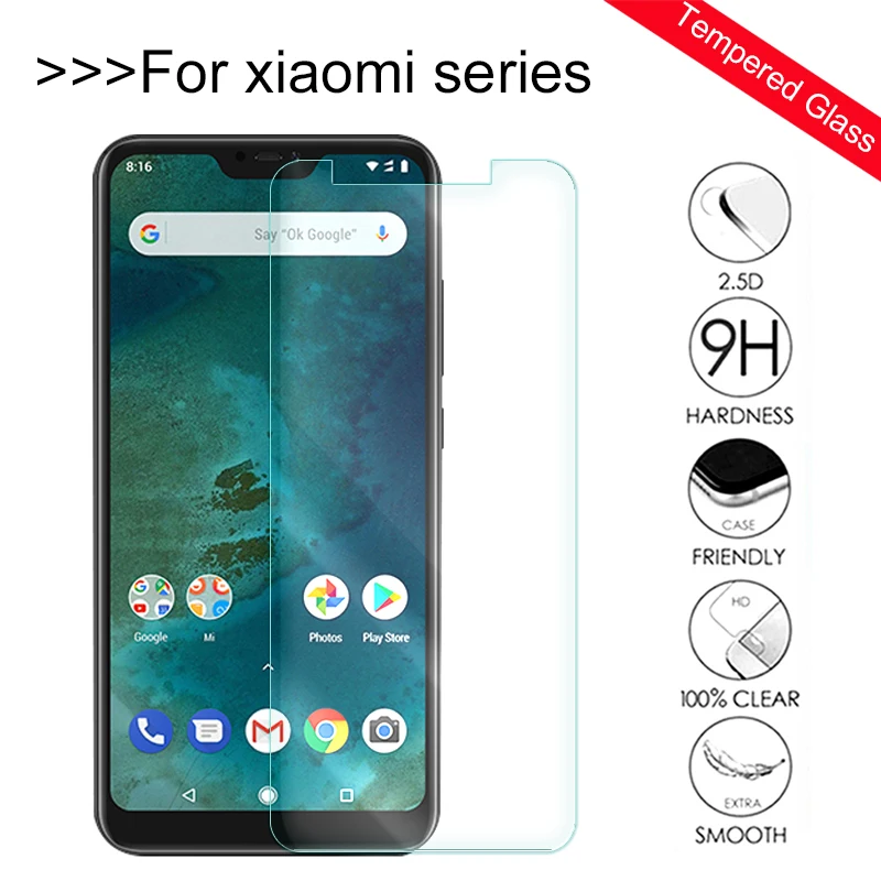 Защитное стекло для Xiaomi a2 lite закаленное Защита экрана xiomi mi a1 5x6x5 6 8 max mix 2 2s 3 pocophone f1