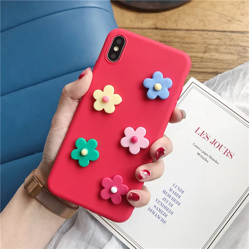 Силиконовый чехол ярких цветов с объемным цветком для Samsung Galaxy S10 5G S10E S9 S8 plus S6 S7 edge