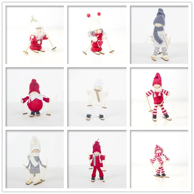 Новогодние рождественские зимние лыжные плюшевые куклы рождественская елка