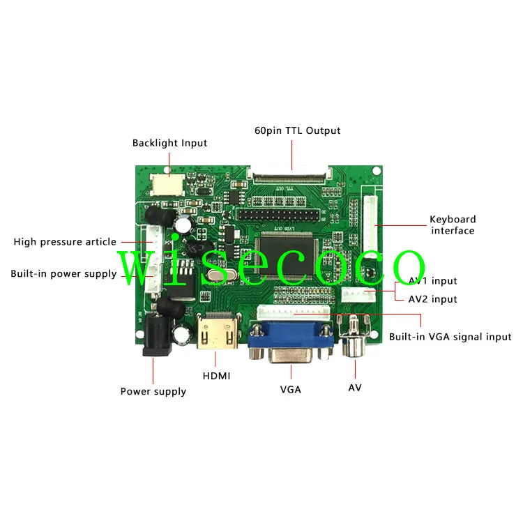 Плата контроллера LCD TTL LVDS VGA 2AV 60PIN для платы драйвера A070VW04 V0|Экраны мобильных