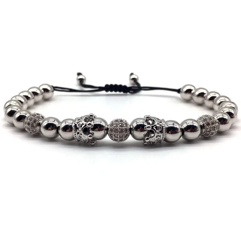 Роскошный браслет с короной для женщин 2020 модные круглые бусины паве Кубический