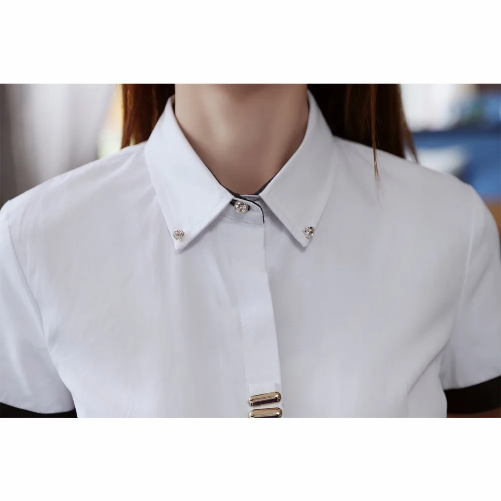 Solid Black Women Shirt Blouse S-4XL 2018 New Formal Short Sleeve |