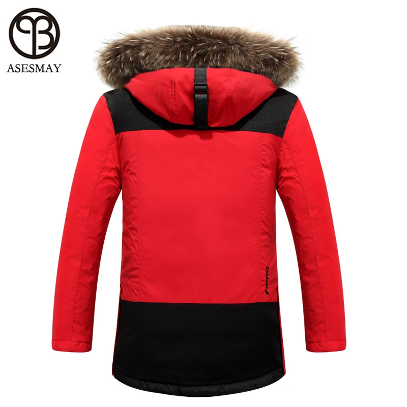 Asesmay 2016 Зимняя куртка для мужчин пальто утка подпушка с меховой капюшон съемный
