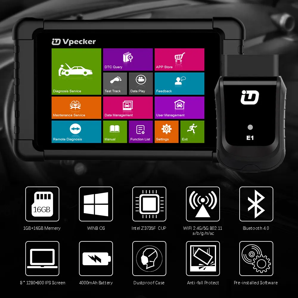 Vpecker E1 OBD2 полная система автоматический диагностический сканер ABS SRS EPB DPF Сброс масла Профессиональный диагностический инструмент для VW OBD2