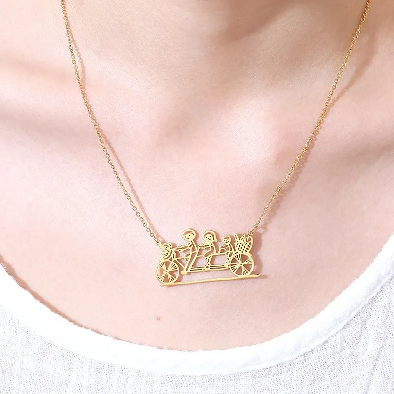 RIR дети рисунок корейское минималистское ожерелье ваши милое семья Велоспорт
