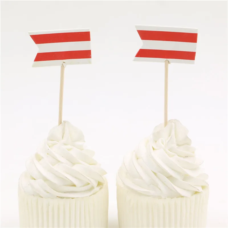 24 шт \ Лот красный и белый флаг любимая детская тема выпечки выбирает счастливый