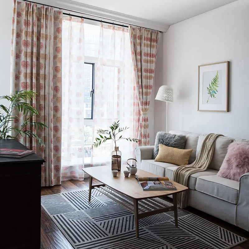 Медленная душа синий оранжевый зеленый кленовый лес занавески листья тюль для