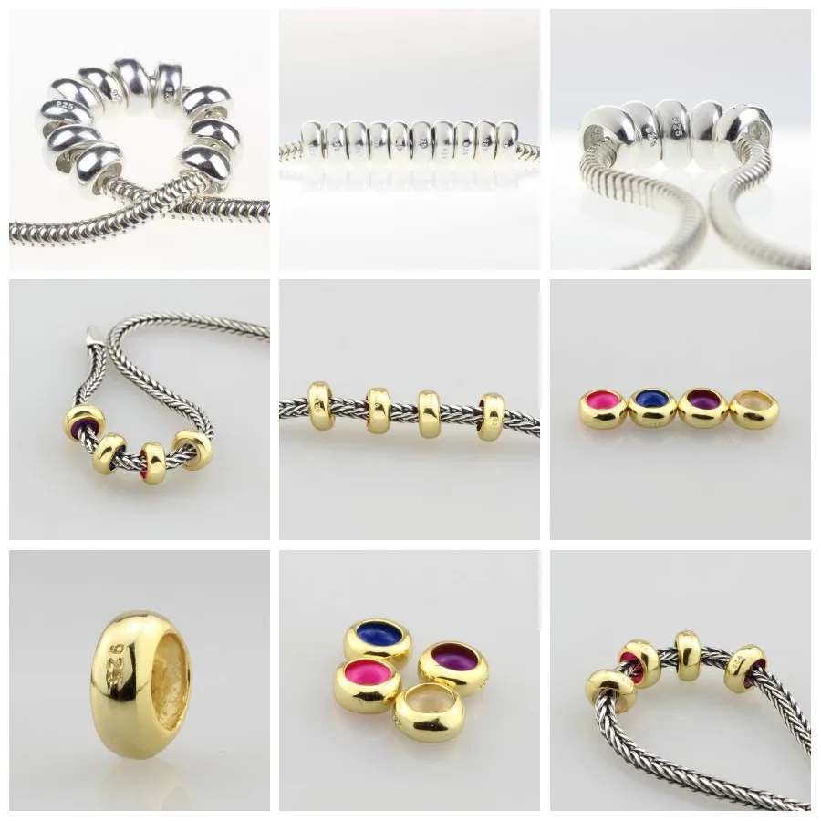 Силиконовые бусины с пробкой GW серебро 925 пробы подходят для аутентичных шармов