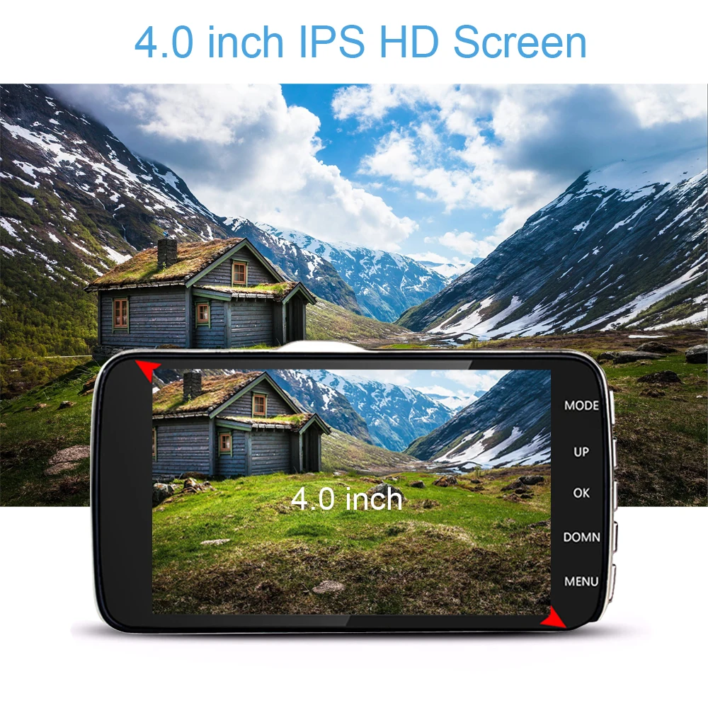 Новинка 2017 года 4.0 дюйм(ов) два объектива Видеорегистраторы для автомобилей