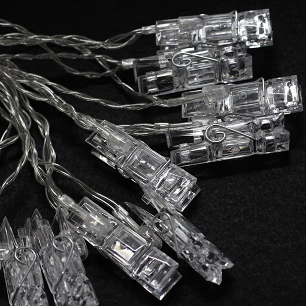HUSUYUHU Photos Clips Holder LED Fairy String Light Pictures Card Personalized Battery Powered Lamps Bedroom DIY Lights | Лампы и