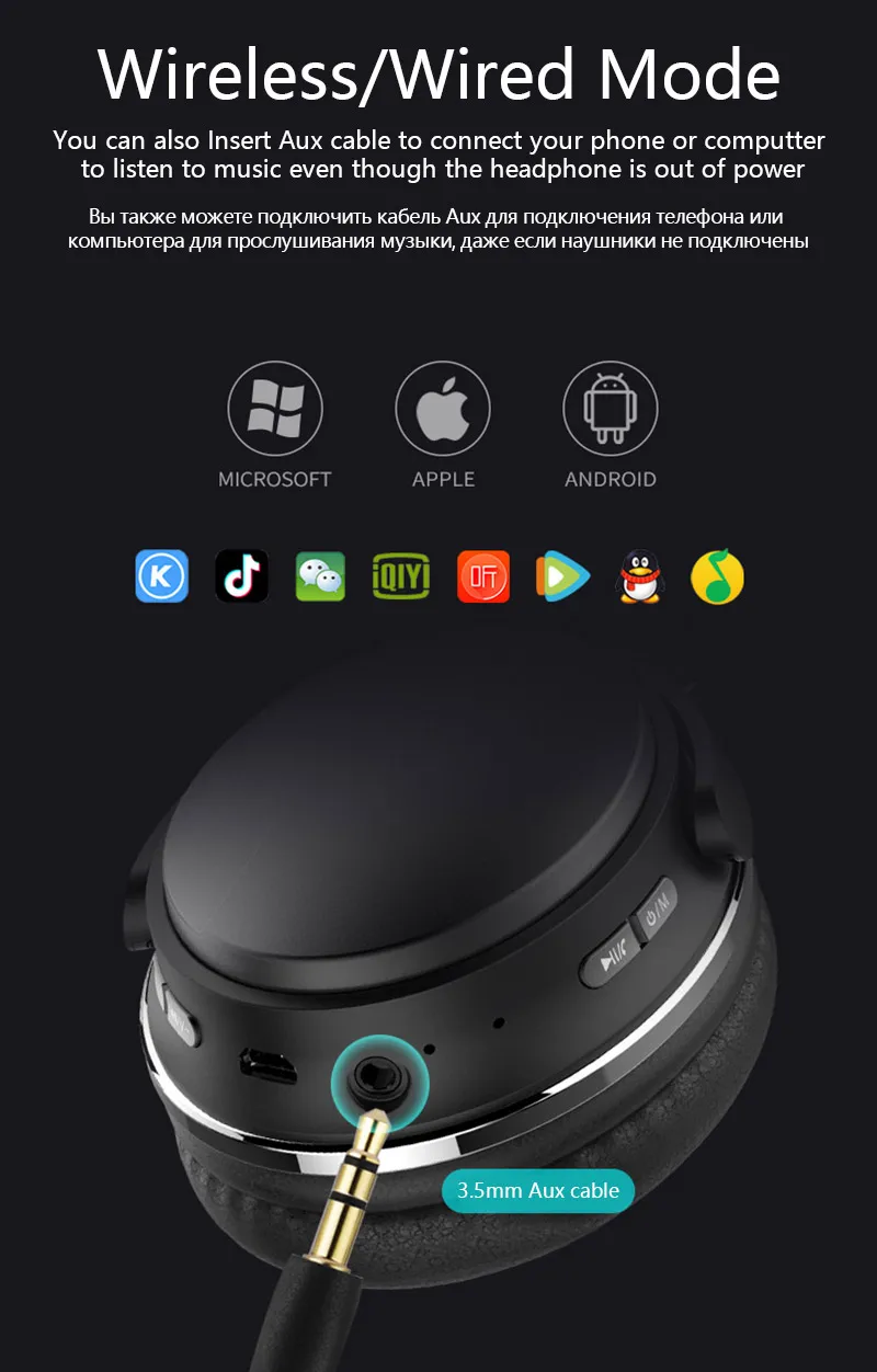 Tourya HZ08 беспроводные наушники, Накладные наушники Bluetooth 4,2, регулируемые наушники, гарнитура с микрофоном для Ios, Android, телефонов, ПК